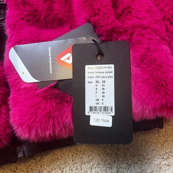 Goldbergh Victoria Faux Fur Puffer Ski Jacket Pink NWT US 6 With Defect - Picture 2 of 8